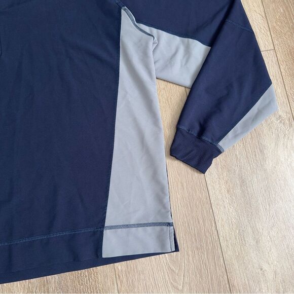 FootJoy Half Zip Golf Pullover Jacket Men Large Navy Blue Gray Zip Pocket - Picture 4 of 10